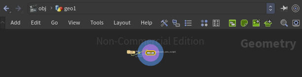 Houdini network editor: a File node wired into the Rephrased Auto Sculpt node